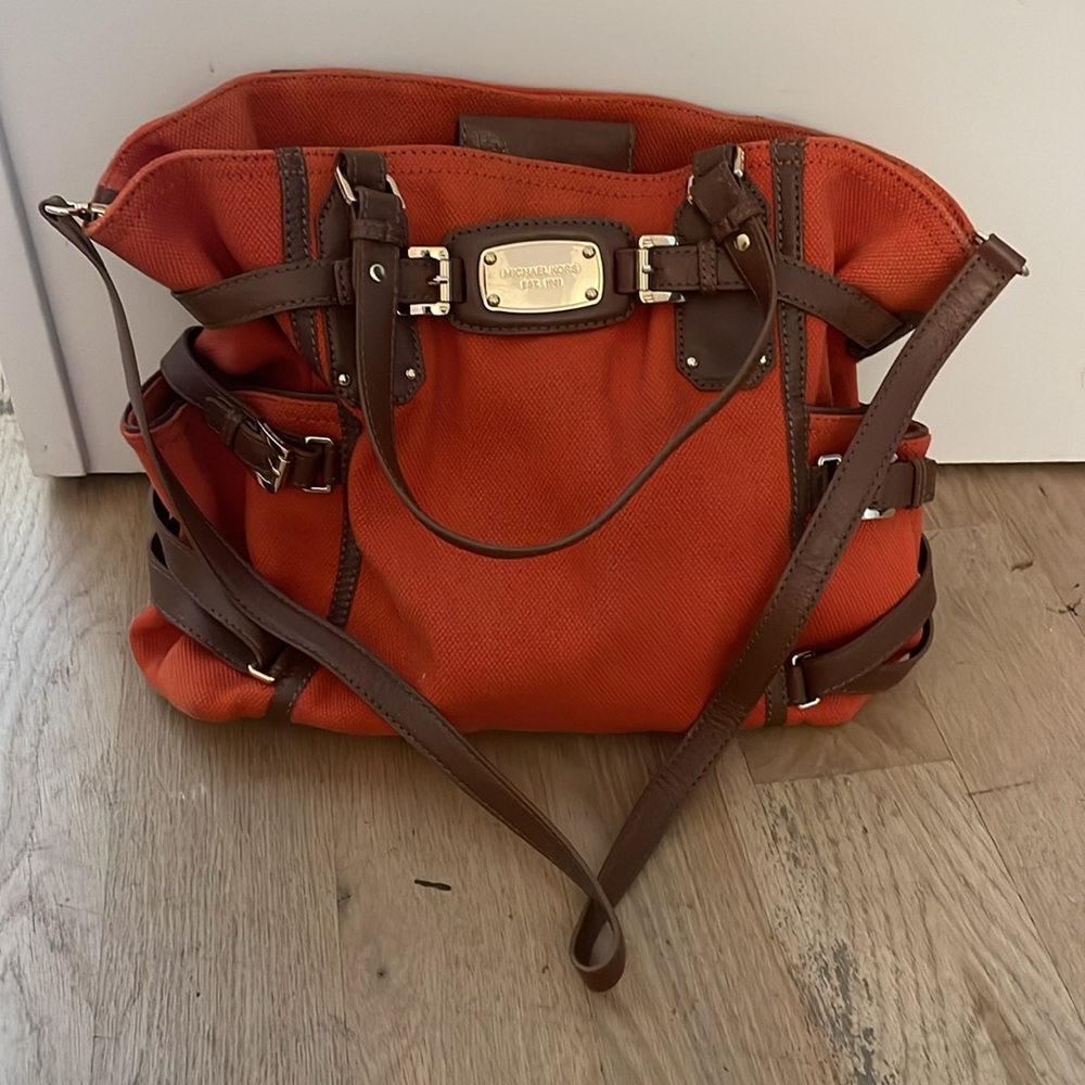 Michael Kors Orange Gansevoort Canvas and Leather Tote Bag